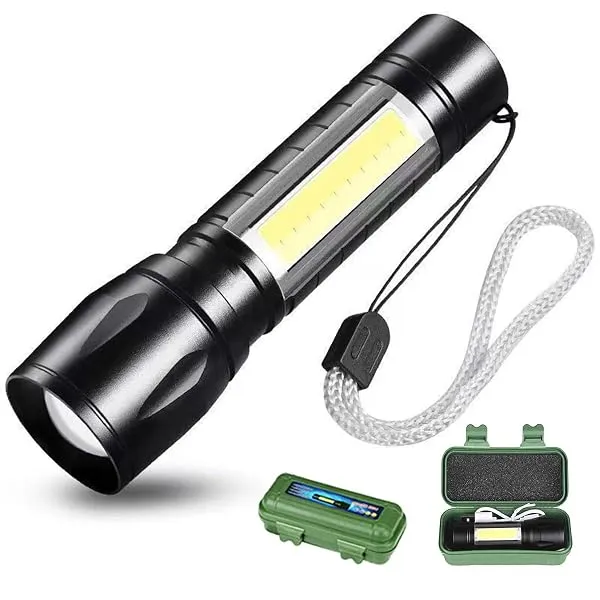 DOTCOM LED Emergency Handheld Flashlight USB Rechargeable Flashlight 3 Modes Adjustable Focus,Portable Waterproof LED Flashlight with COB Side Lights，Best Tactical Torch for Hurric — Linkbiz SmartDeal's
