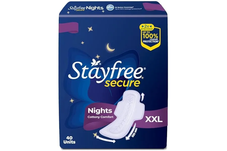 Stayfree Secure Nights XXL | 40 Pads| Cottony Soft Sanitary Pads for Women | Upto 100% leakage — Linkbiz SmartDeal's
