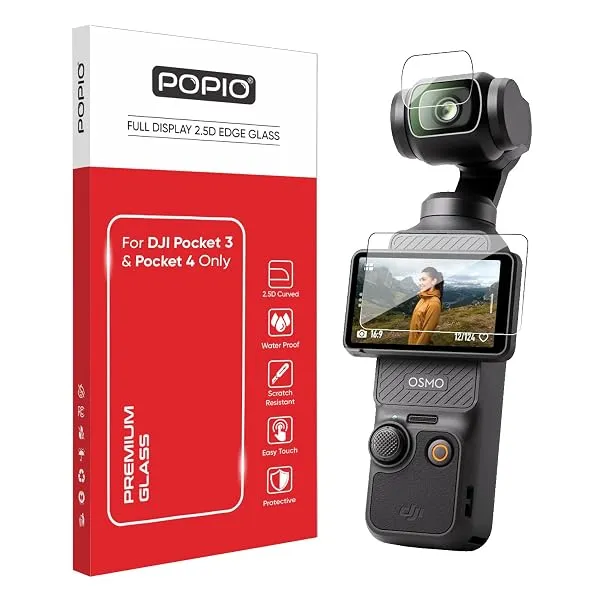 POPIO Military-Grade Gorilla Tempered Glass for DJI Osmo Pocket 3 / Pocket 4 (Transparent) Complete Set — Linkbiz SmartDeal's