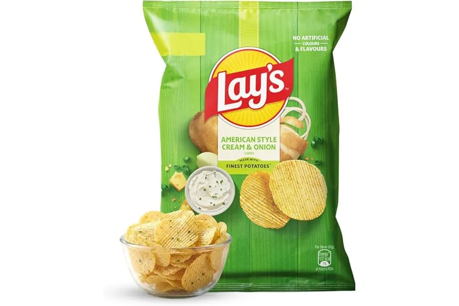 Lay's American Style Potato Chips - Cream & Onion, 58 Gm/52.9 Gm [weight may vary] — Linkbiz SmartDeal's