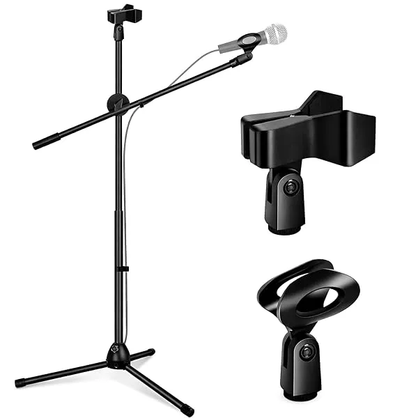 Microphone Stand with Suspension Boom Scissor Arm/Mic Stand Holder/Studio Stand/Adjustable Suspension Boom Scissor/Arm for Voice-over/Gaming/Recording (Boom Arm Stand, Black) — Linkbiz SmartDeal's