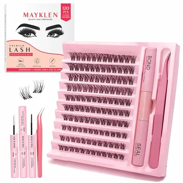 Mayklen 120Pcs Cluster Eye Lashes For Women 8-14MM Size Cluster Eyelashes Extension Kit Lash Clusters With Bond & Seal and Tweezers For False Eyelashes Curly — Linkbiz SmartDeal's