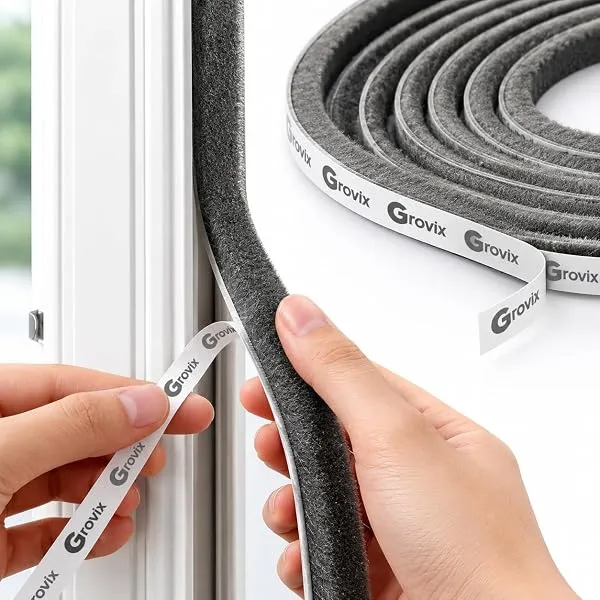 GROVIX 10 Meter Window Sealing Strip for Gap | Weather Stripping Door Seal | Self Adhesive Soundproof for Windows | Windproof, Dustproof Door Window Frame Seal Brush (Grey) Wool — Linkbiz SmartDeal's