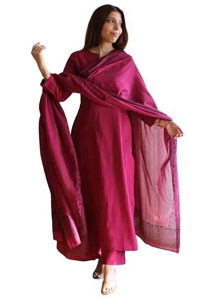 GoSriKi Women's Viscose Straight Solid Kurta with Narrow Pant and Dupatta | Kurta for Women | Kurta Pant Dupatta Set | Ethnic Suit for Women | Traditional Indian Outfit | Women's E — Linkbiz SmartDeal's