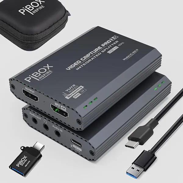 PiBox India 4K HDMI Video Capture Card Device PRO for Streaming, Full HD 1080P 60FPS, 4K USB3.0 HDMI to USBC, Mic, Audio in Out, 1080P60 Gaming Live Streaming — Linkbiz SmartDeal's