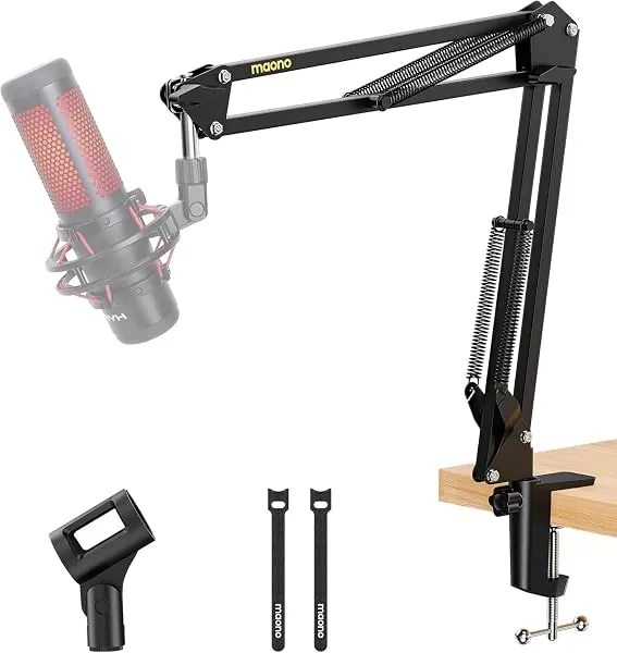 MAONO Boom Arm Microphone Stand: Adjustable Metal Suspension Mic Boom Arm for Podcast Gaming Streaming Recording,with Desk Clamp and 3/8" to 5/8" Screw Adapter-Max Load 1KG AU-B01 — Linkbiz SmartDeal's