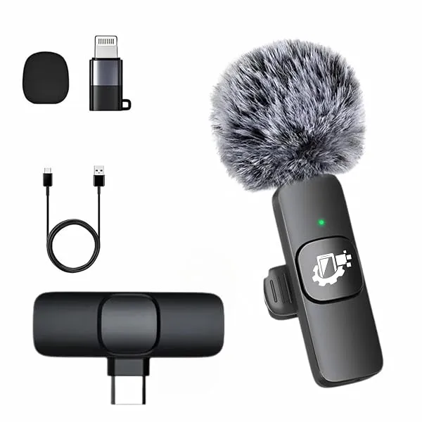 GADGETSWEAR Wireless Lavalier Furry Microphone K8, Plug & Play Bluetooth Collar Mic for YouTube, Vlogging, Video Recording, Portable, Compatible with Android & iPhone — Linkbiz SmartDeal's