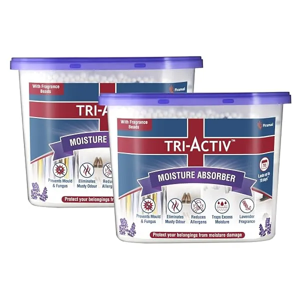 Tri-Activ Moisture Absorbers | Dehumidifier For Wardrobe, Closet, Shoe Rack | Absorption Capacity upto 600ml Each (Lavender, Pack of 2) — Linkbiz SmartDeal's