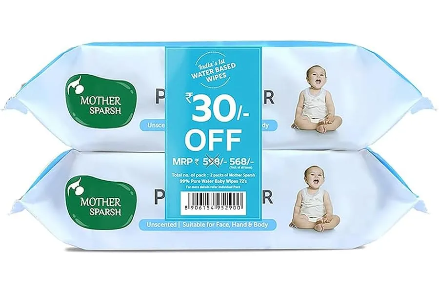 Mother Sparsh 99% Pure Water (Unscented) Baby Wipes with Lid I Natural Plant made cloth - Super — Linkbiz SmartDeal's