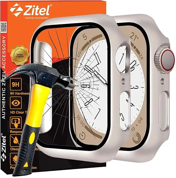 Zitel Case with Screen Protector Compatible with Apple Watch 40mm SE3/SE2/SE, Series 6/5/4, Hard PC Cover with Built-in 9H Tempered Glass (40mm, Starlight) — Linkbiz SmartDeal's