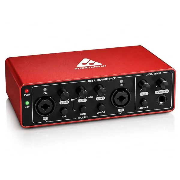Audio Array AI-04 HD 2 in 3 Out Gen 3 Audio Interface | 3 Yr Warranty | Premium Mic Pre-Amps | +48V | 24bit/192kHz Hi-Fi Recording | XLR/MIC/LINE inputs | Plug & Play-No Drivers | — Linkbiz SmartDeal's