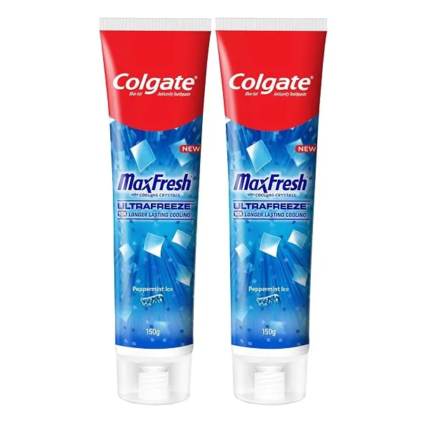 Colgate MaxFresh Breath Freshner Oral Care Toothpaste, 300g Saver Pack (150g x 2), Peppermint Ice, Blue Gel Paste with Menthol & Cooling crystals for bad breath control — Linkbiz SmartDeal's
