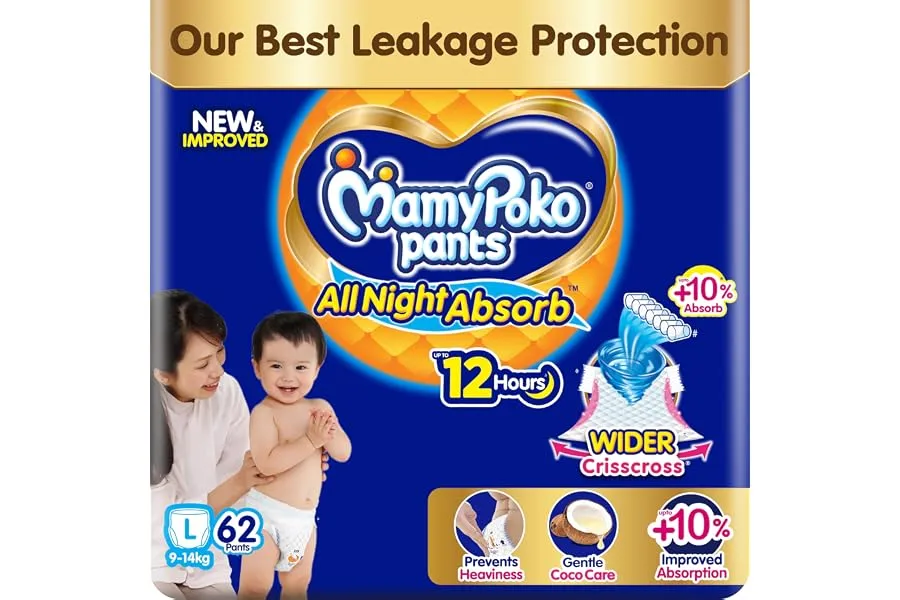 New Mamypoko Pants Premium All Night Absorb| Pant Style Baby Diapers Large Size(L), 62 Count, I — Linkbiz SmartDeal's