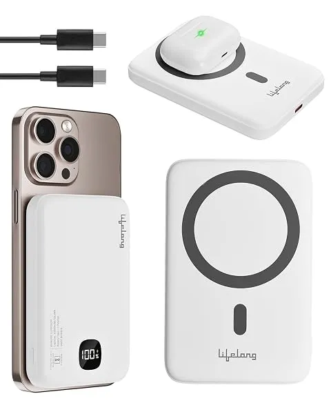 Lifelong Electronics MagSafe Wireless & Wired 10000mAH Power Bank | Fast Charging Powerbank for iPhone, Android & All Qi Devices | Digital Display & Strong Magnet Hold | Magnetic R — Linkbiz SmartDeal's