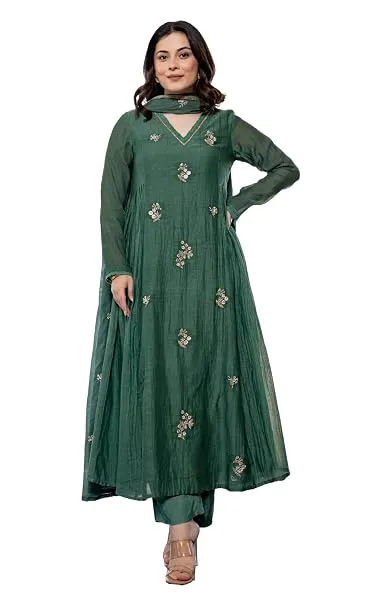 KLOSIA Women Embroidery Solid Anarkali Kurta and Pant Set with Dupatta — Linkbiz SmartDeal's