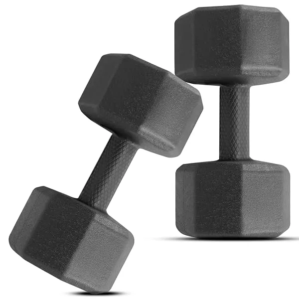 Slovic Dumbbells Set for Home Workout 10 KG [5 KG x 2] | Anti-Skid PVC Dumbbells Pair for Exercise | Home Gym Equipment for Home Workout | Exercise Equipement Weights for Home Gym — Linkbiz SmartDeal's
