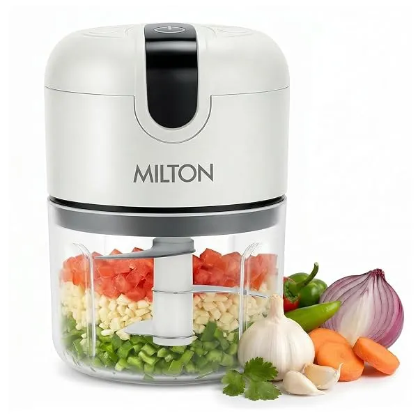 MILTON 6-in-1 Rechargeable Mini Electric Chopper I Unbreakable Food Grade Material I Stainless Steel Blade I Powerful Motor I Perfect to Chop, Mince, Cut, Dice, Whisk, Blend, Grey — Linkbiz SmartDeal's