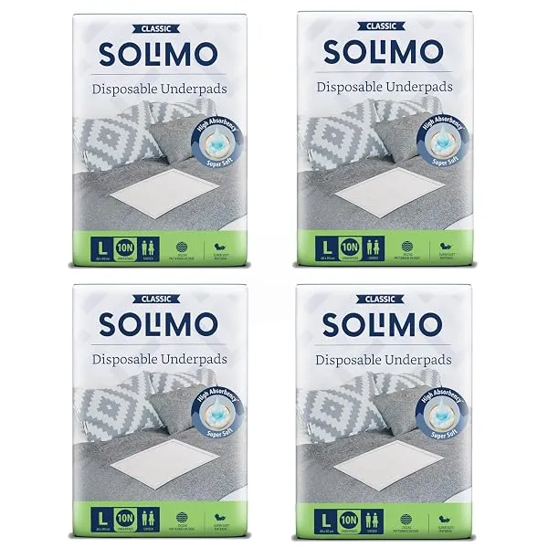 Amazon Brand - Solimo Classic Disposable Underpads | Large Size | Count 40 | 90 X 60 cm | High Absorbancy | Super Soft | Unisex | for Men & Women — Linkbiz SmartDeal's