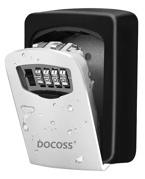 DOCOSS - Metal Key Safe Combination Storage Box Outdoor Wall Mounted with Code Password Security Lock for House Outdoor(Black,Grey) — Linkbiz SmartDeal's