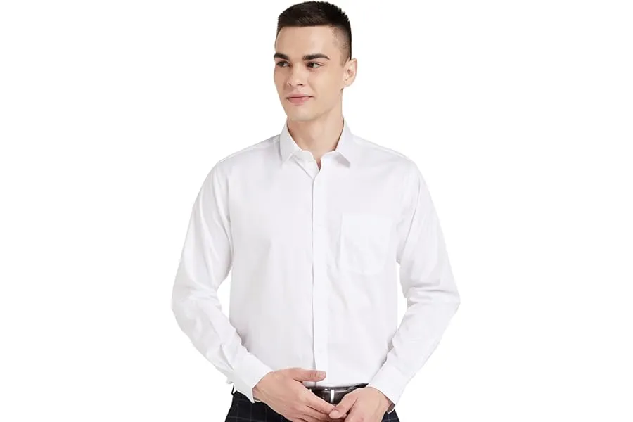 Amazon Brand - Symbol Men's Solid Cotton Formal Shirt | Plain | Full Sleeve - Regular Fit (Avai — Linkbiz SmartDeal's