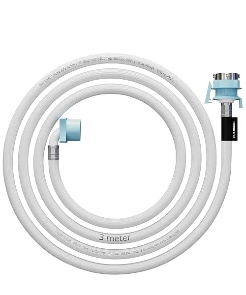BUILDSKILL 3 Meter Fully Automatic Washing Machine Inlet Pipe With Universal Tap Adaptor Connector | Burst Proof and Anti Kink | Hot & Cold Water Washing Machine Pipe Inlet | Press — Linkbiz SmartDeal's