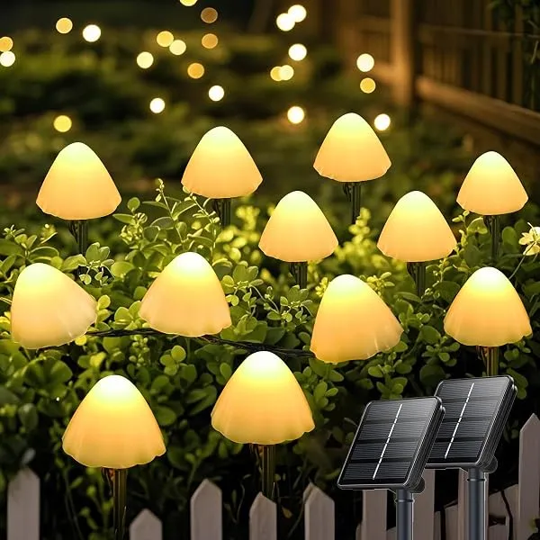 OZS 2-PK 32LED 55FT Mushroom Solar Garden Lights Outdoor, Warm White | 8 Lighting Modes, Waterproof Solar String Lights , Garden Decor for Outside, Pathway Light for Yard Decoratio — Linkbiz SmartDeal's