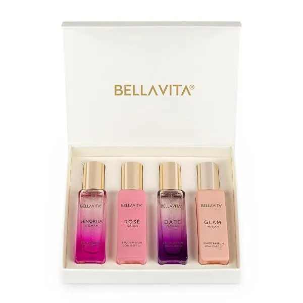 Bella Vita Luxury | Perfume Gift Set for Women 4x20ml | Gifts for Woman | Perfume for Woman | Date, Senorita, Glam, Rose Long Lasting EDP | Floral & Fruity Premium Fragrance — Linkbiz SmartDeal's