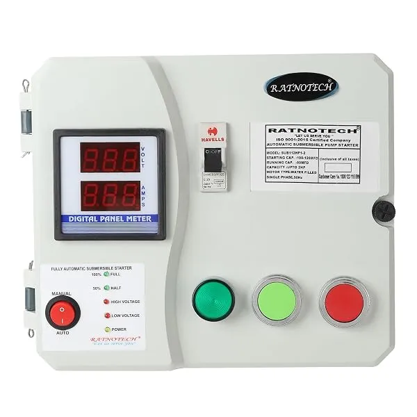 RATNOTECH Fully Automatic Submersible Pump Starter with Water Level Controller upto 2HP| Digital LED Display |Over & Under Voltage Protection |Auto-Manual Mode| Borewell & Submersi — Linkbiz SmartDeal's