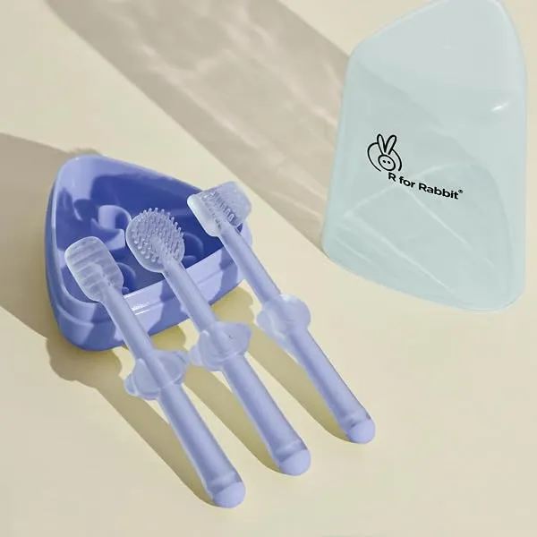 R for Rabbit Tiny Smiles Pixie 3-in-1 Baby Toothbrush Set BPA-Free Silicone | Gum Massager, U-Shape & Toddler Brush with Travel Case (3Pcs) | Ultra Soft Teeth Cleaner for 0-18 M Ba — Linkbiz SmartDeal's