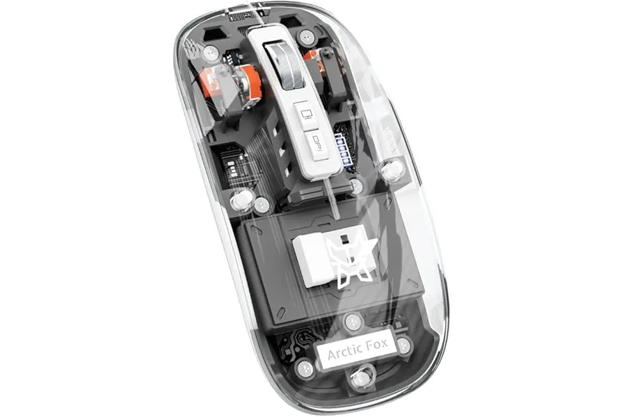 Arctic Fox Pureview Transparent Wireless and Bluetooth Rechargeable Mouse, USB Receiver,LED Bat — Linkbiz SmartDeal's