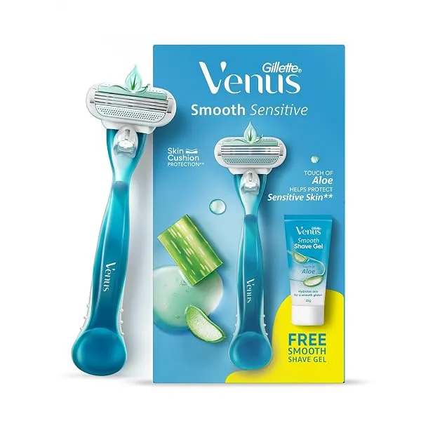 Gillette Venus Smooth Hair Removal Razor for Women with Aloe Vera with FREE Venus Smooth Shave Gel, 1 Pc — Linkbiz SmartDeal's