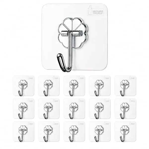 Misamo Enterprise PVC Wall Hooks, Pack of 15, Transparent — Linkbiz SmartDeal's