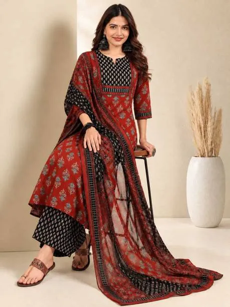 S4K Women Pure Cotton Kurta Pant Dupatta Set — Linkbiz SmartDeal's