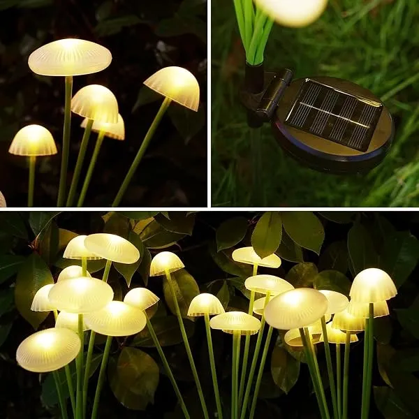 AAOVEFOX Solar Garden Lights,Dual Mode LED Solar Mushroom Lights, Waterproof Firefly Outdoor Decor for Yard, Patio, and Pathway – Warm White Jellyfish Ambiance (1) — Linkbiz SmartDeal's