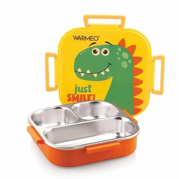 WARMEO Jerry Insulated Lunch Box with Three Compartment BPA Free, Kids Lunch Box,Food Grade Ideal for School, Picnic, Office & Outdoor - 500ml Dino, Stainless Steel — Linkbiz SmartDeal's