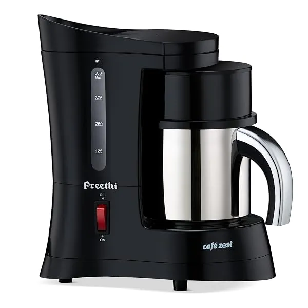 Preethi Cafe Zest Drip Coffee Maker| 450W Coffee Machine for Home | 500ml Capacity | Black (CM 210) — Linkbiz SmartDeal's