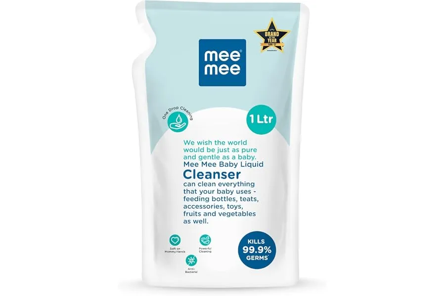 Mee Mee Baby Liquid Cleanser 1 L, Anti-Bacterial Kills 99.9% Germs | for Feeding Bottles, Nippl — Linkbiz SmartDeal's