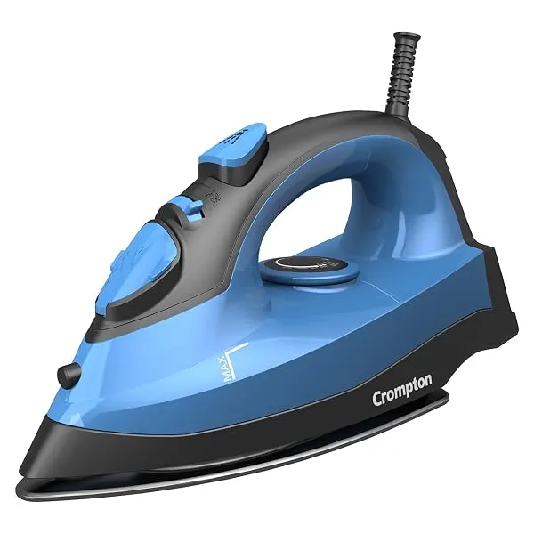 Crompton Fabrimagic Neo 1200W Steam Iron, Blue | 180ml Water Tank, Up to 15g/min Steam Output, Vertical Steaming, Non-Stick Soleplate, 6 Fabric Settings — Linkbiz SmartDeal's
