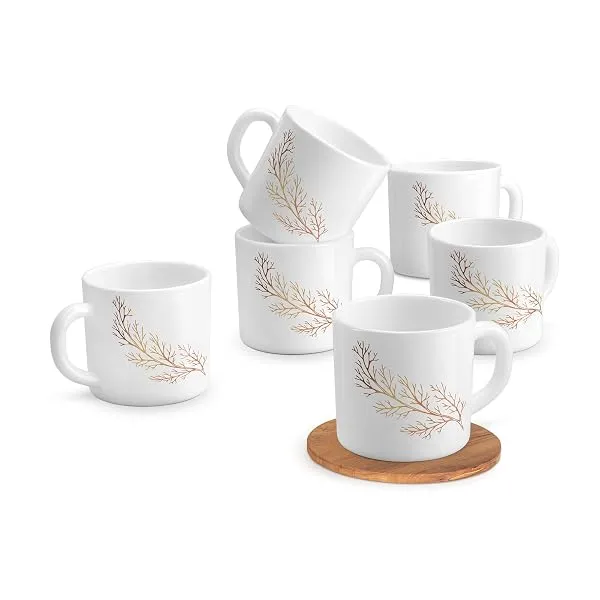 Treo by Milton Opalware Amara 10 Silvia Cup Set | Microwave & Dishwasher Safe | Bone-Ash Free | Tempered Toughness | Set of 6, 100 ml Each | White | Crockery Set for Daily Use & Gi — Linkbiz SmartDeal's