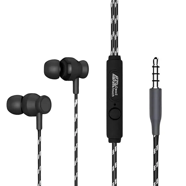 GearZTouch Noise NiO 3.5mm Wired Earphone with Powerful HD Mic for Clear Sound, in-Line Volume Controller & Noise Cancellation Compatible with only 3.5mm Jacks in Mobiles- Black — Linkbiz SmartDeal's