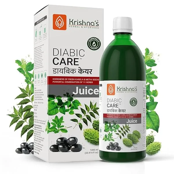 Krishna's Diabic Care Juice - 1000 ml | Blend of 11 herbs Methi, Amla, Karela, Jamun, Kutki, Guduchi & 5 other herbs to manage sugar levels | Made in India, Clinically Proven — Linkbiz SmartDeal's