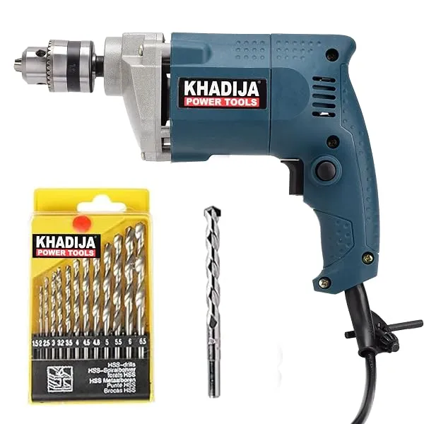 KHADIJA Drill Machine 10mm With Free 13Pcs HSS Drill Bits & 1Pc Masonary Bit Combo 6 Months Warranty (Blue) — Linkbiz SmartDeal's