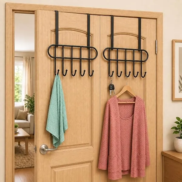 Boniry 2 Pcs Over The Door Hook Hanger Adhesive Hooks Heavy Duty Wall Hooks Waterproof Stainless Steel Hooks for Hanging Coat, Hat,Towel Robe Hook Rack Wall Mount- Bathroom and Bed — Linkbiz SmartDeal's