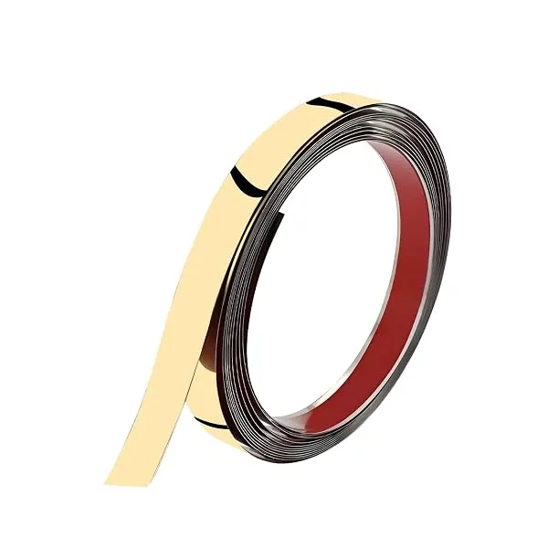 VOLO Stainless Steel 5 Meter Mirror Finish Weather Strip – Waterproof Self-Adhesive Tape for Tile Gap, Wall, Cabinet, Kitchen & Floor – Peel & Stick Adhesive Strip (GOLD, 20MM (0.8 — Linkbiz SmartDeal's