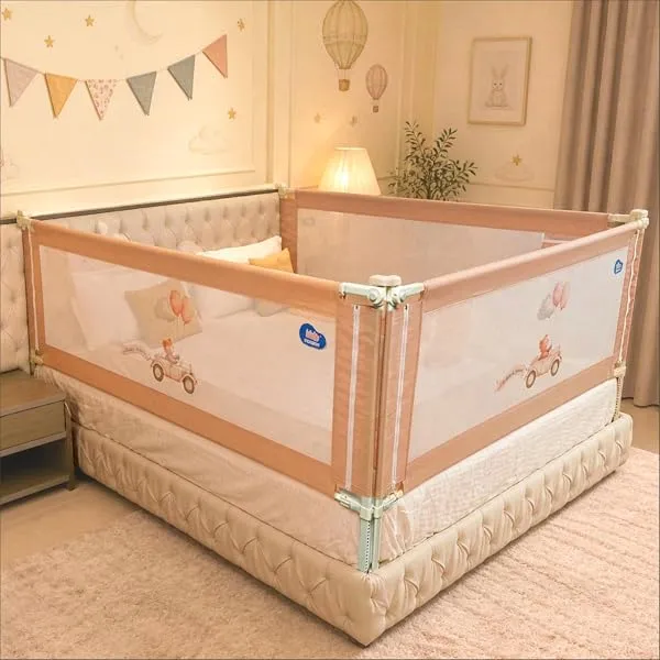 Kids Station 3 Side Premium Bed Rail Guard (6.6ftx6ftx6.6ft / 200cmx180cmx200cm), Bed Railing for Baby Safety, Kids Toddler Bed Protector Side Walls, Adjustable Height, Portable & — Linkbiz SmartDeal's