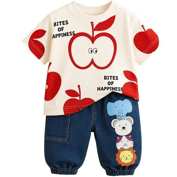 Googo Gaaga Printed T-shirt with Printed Jogger Pant for Boys - Cotton Clothing Set for Baby Boy | Soft Fabric Half Sleeves Tshirt | Regular Fit Kids Outfit | Full Pant — Linkbiz SmartDeal's