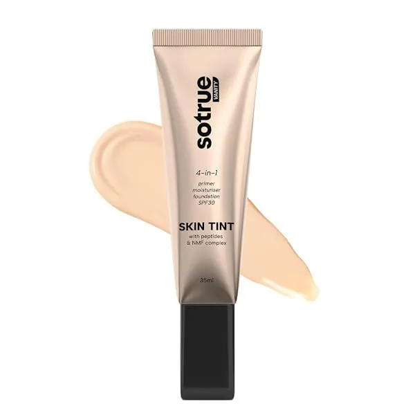 SOTRUE Skin Tint with SPF30 | 4-in-1 Primer, Moisturizer, Foundation & Sunscreen | Light to Medium Coverage, Dewy Glow Finish | Hydrating Formula with Collagen Peptide, NMF Complex