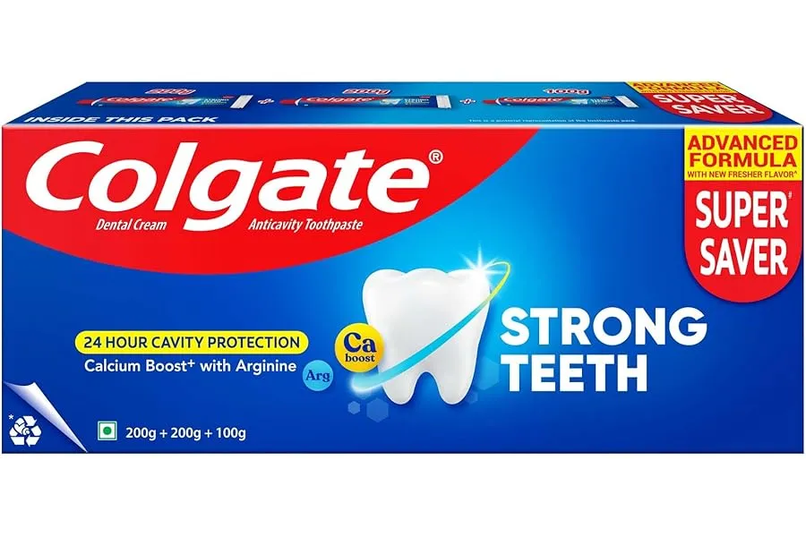 Colgate Strong Teeth, 500g (200g + 200g + 100g), Calcium-boost Tooth Paste for 2X Stronger Teet — Linkbiz SmartDeal's