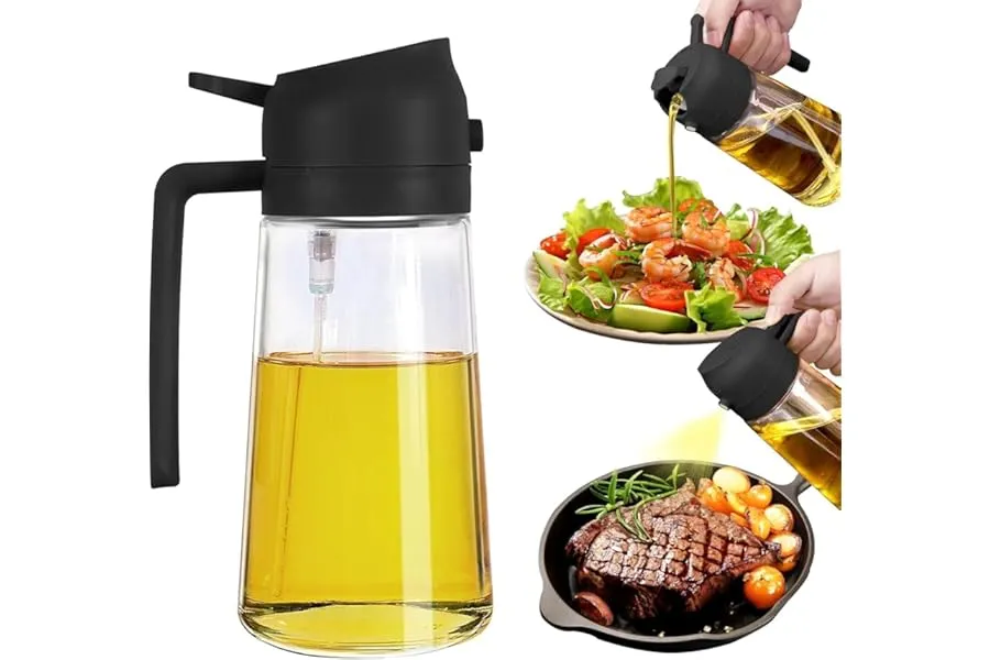 Misamo Enterprise 2-in-1 Oil Sprayer & Dispenser for Kitchen, 500ml, Black | Enjoy fine mist sp — Linkbiz SmartDeal's