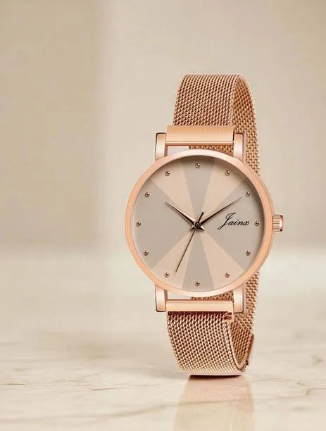 Jainx Rose Gold Mesh Magnet Chain Analog Watch — Linkbiz SmartDeal's